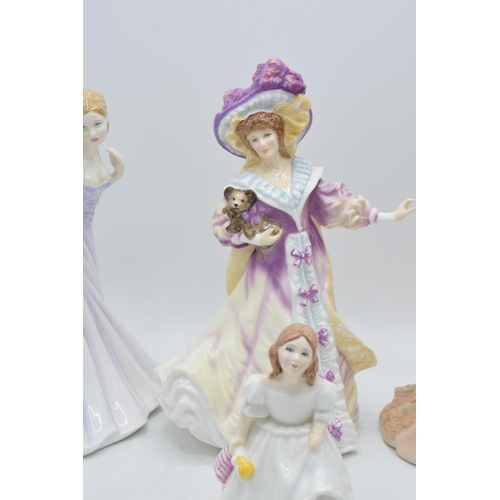 117 - Royal Doulton figures to include Lily HN3626, Claudia HN4320, small Lynsey HN3043 and Coalport matte... 