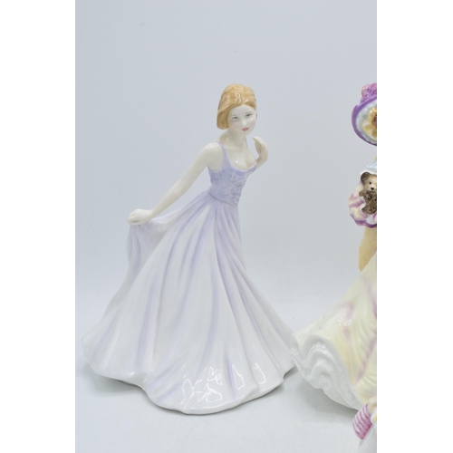 117 - Royal Doulton figures to include Lily HN3626, Claudia HN4320, small Lynsey HN3043 and Coalport matte... 