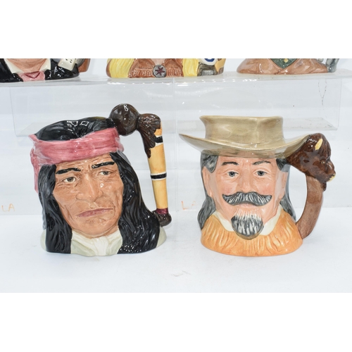 120E - Royal Doulton character jugs from the Wild West series to include Annie Oakley, Wyatt Earp, Doc Holl... 