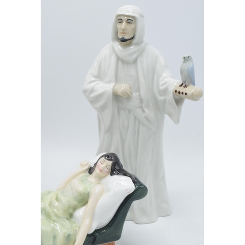 122 - Royal Doulton figures to include Sleeping Beauty HN3079, Fair Lady HN2832 and The Sheikh HN3083 (3) ... 