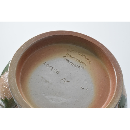 131 - Boxed Royal Doulton Lambethwares Archives Bowl L1 with certificate, 15cm tall.