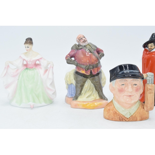 134 - Royal Doulton small figures to include Guy Fawkes HN3271, Town Crier HN3261, Falstaff, Sara and mini... 