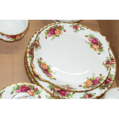 137 - Royal Albert Old Country Roses teaware to include a teapot, urn, sugar, dinner plates, bowls, cake p... 