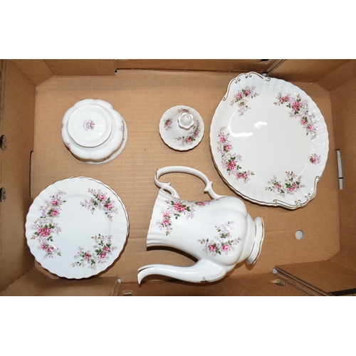 138 - Royal Albert Lavender Rose to include teapot, sugar, plates, cups, saucers and side plates plus othe... 