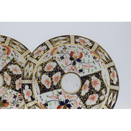 141 - 19th century Imari dishes, with faint marks to rear, Derby Bloor (or similar), 22cm diameter (2).