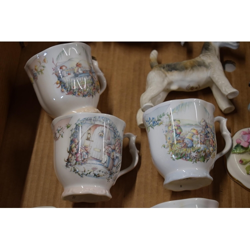 145 - Royal Albert Wind in the Willows mugs x 4 together with damaged Beswick and other pottery.