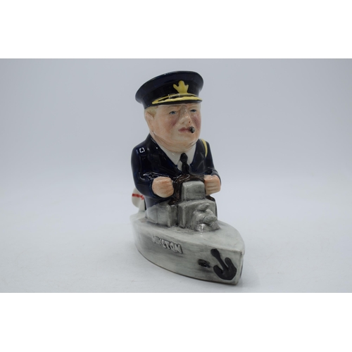 167 - Bairstow Manor Collectables comical model of Winston Churchill in a boat, 18cm tall.