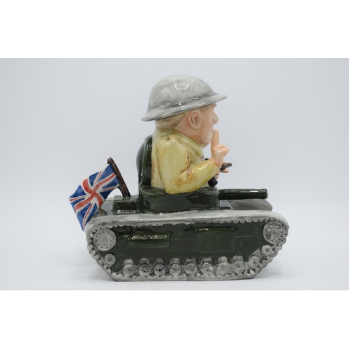 168 - Bairstow Manor Collectables comical model of Winston Churchill in a tank, 20cm tall.