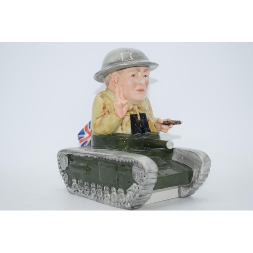 168 - Bairstow Manor Collectables comical model of Winston Churchill in a tank, 20cm tall.