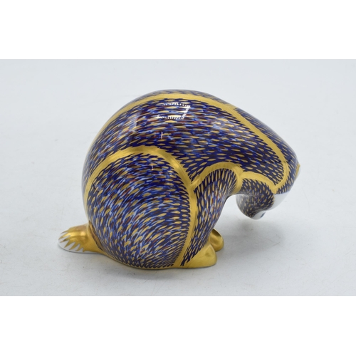 2 - Royal Crown Derby paperweight Badger, first quality with gold stopper.