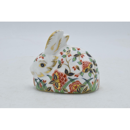 25 - Royal Crown Derby paperweight Meadow Rabbit, first quality with gold stopper.