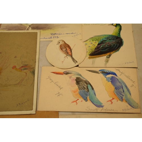 27L - Donald Birbeck: an interesting collection of unmounted artwork to include watercolours and similar, ... 