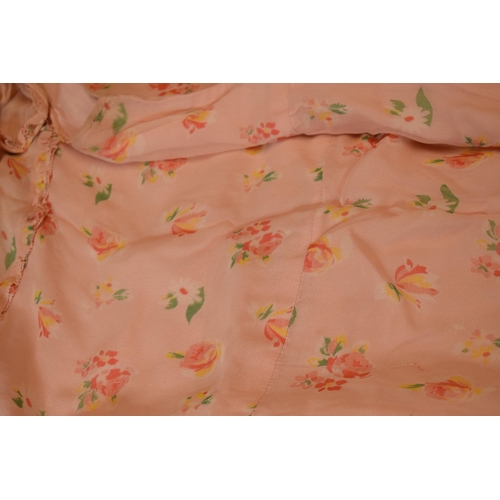 321 - 1930s pink floral summer dress together with a similar vintage white blouse (2).