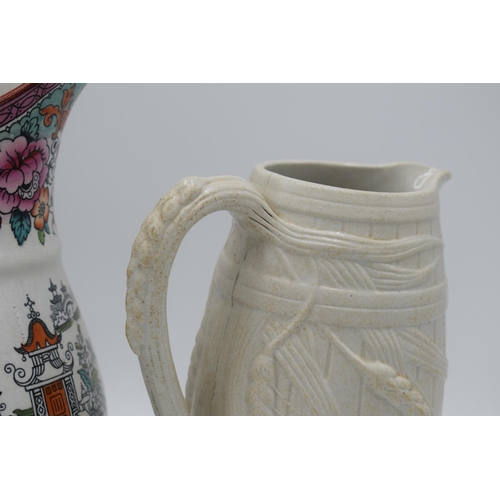 45 - A collection of 19th century pottery to include Staffordshire wheat / corn pitcher, a Dudson water j... 