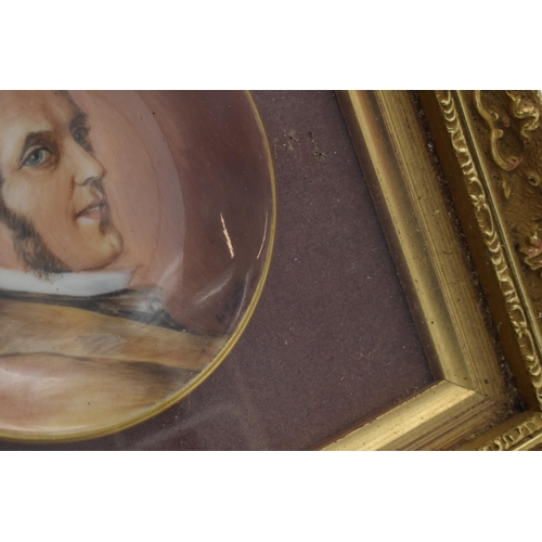 48 - Peter Smith hand painted portrait of Sir Henry Doulton in gilt-style frame, signed to the rear.