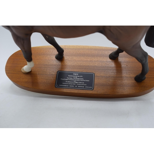 61 - Beswick Connoisseur model of Troy Racehorse of the Year 1979 on wooden base.