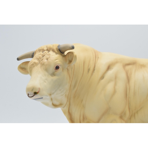 65 - Beswick Charolais Bull on wooden base (chip to front right hoof).