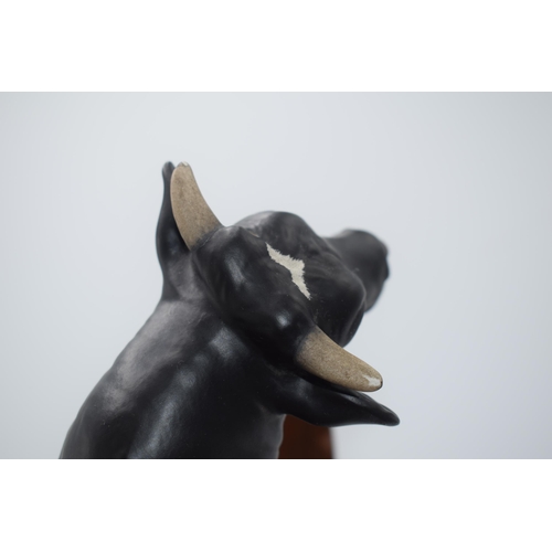 74 - Beswick Friesian Bull A2580 on wooden base.