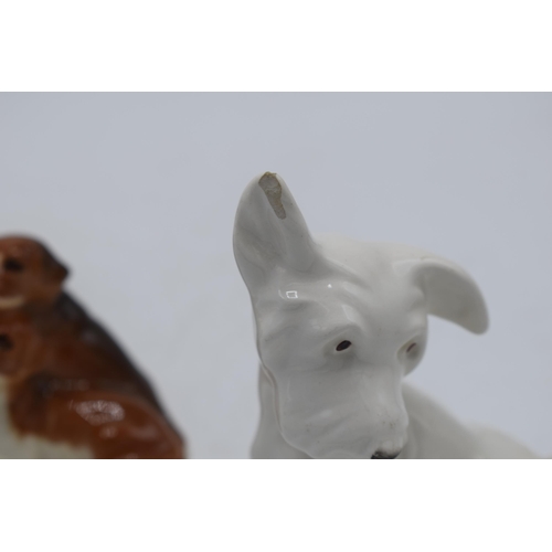 76 - A collection of Beswick and Royal Doulton dogs to include Sealyham Terriers, Beagles and lying Spani... 