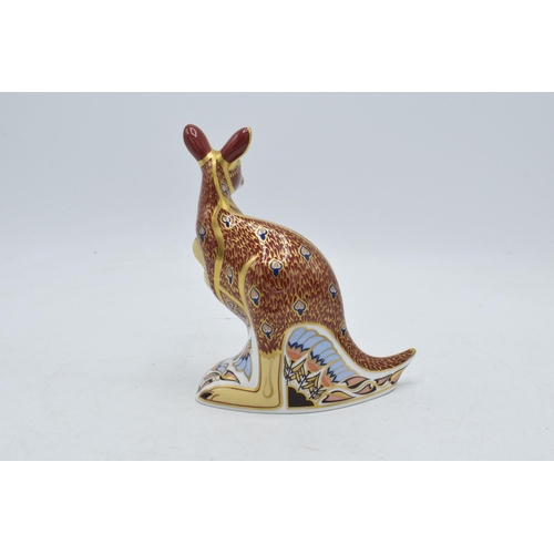 8 - Royal Crown Derby paperweight Kangeroo and Joey, second quality with stopper.