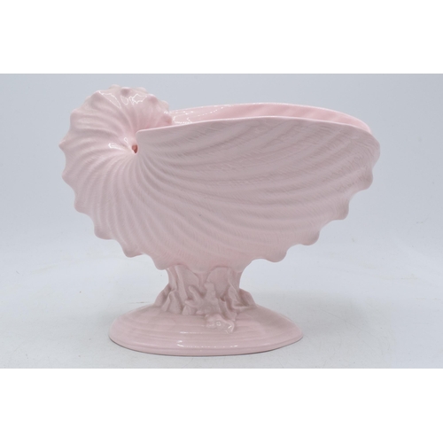 152 - Wedgwood Alpine pink Nautilus shell vase, 24m wide.