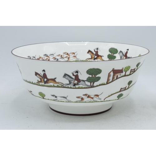 154 - Wedgwood Ralph Lauren Highland Polo jug, 16cm tall, together with Coalport Hunting Scene bowl (2).