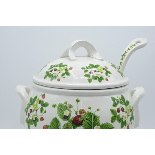 157 - Large Portmeirion 'Summer Strawberries' soup tureen and ladle, 31cm tall.