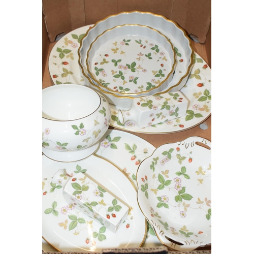 158 - A large collection of Wedgwood Wild Strawberry tea and dinner ware to include a teapot, a coffee pot... 