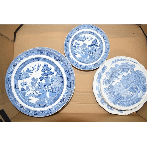 159 - A collection of blue and white pottery tea ware to include quantity of Wedgwood and other makes (Qty... 