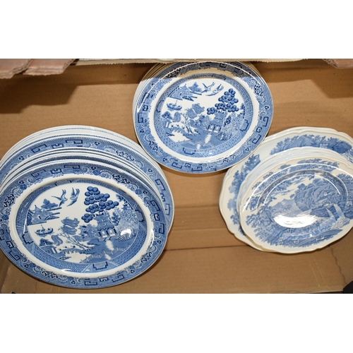 159 - A collection of blue and white pottery tea ware to include quantity of Wedgwood and other makes (Qty... 