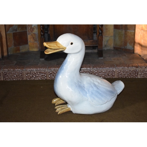 327A - Early to mid 20th century large majolica figure of a goose, 43cm tall.