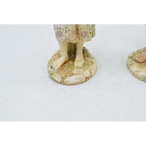 43A - A pair of Royal Worcester blushed ivory male and female water carriers, '1206' impressed to base', d... 