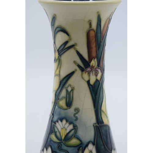 102H - Moorcroft Water Lily vase, 21cm tall (deep crazing).