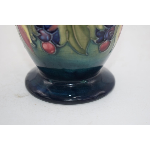 102J - Moorcroft Leaf and Berry baluster vase, 11cm tall (possible restoration).