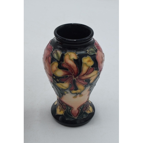 102U - Moorcroft miniature vase in the Oberon pattern, 10cm tall.