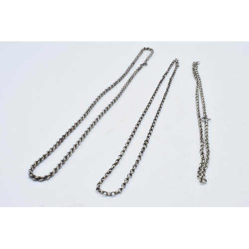 180P - A trio of silver belcher chains, 43.2 grams (3).