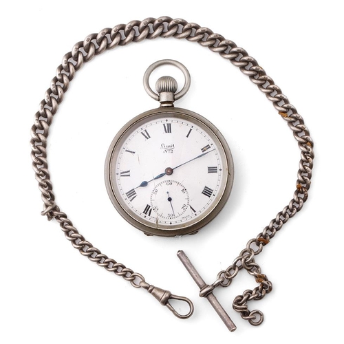 225 - Hallmarked silver Albert watch chain with T-bar, approx. 44 grams, together with a Limit No.2 pocket... 