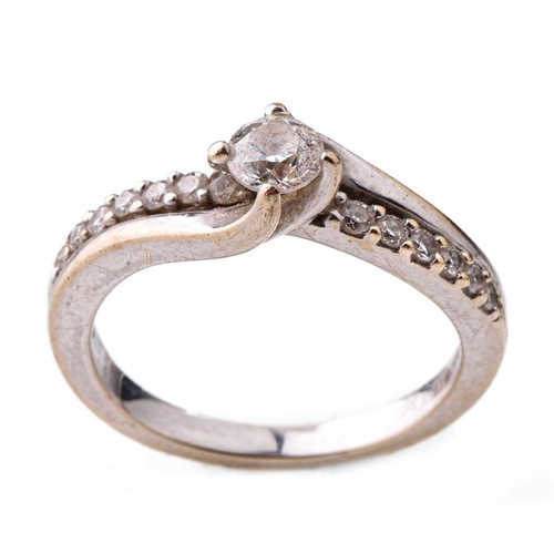 278 - 18ct white gold ring set with circa 0.5ct of diamonds, 3.8 grams, size K/L.