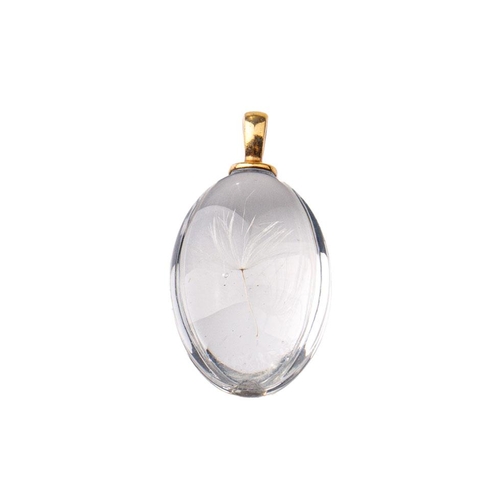 411 - A modern novelty dandelion seed pendant, with gilt-metal mount, 34mm long.