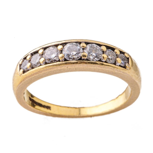 427 - 18ct gold diamond ring, circa 0.4-0.5ct of diamonds, 3.9 grams, size M/N.