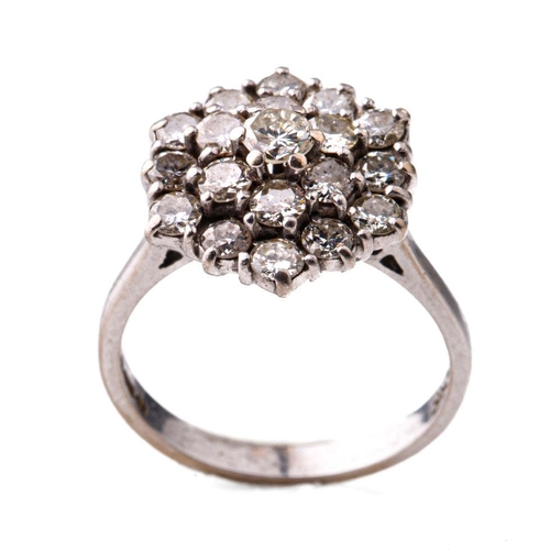 440 - 18ct white gold ring set with approximately 2.5-3ct of diamonds, 5.2 grams, size O.