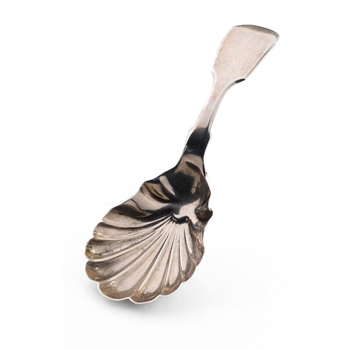 59 - Victorian hallmarked silver caddy spoon with shell bowl, Gowland Brothers, Newcastle 1862, 15.1 gram... 
