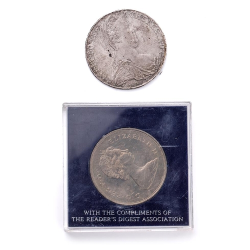 8 - Maria Theresia silver Thaler together with a Royal Wedding Commemorative Coin (2).
