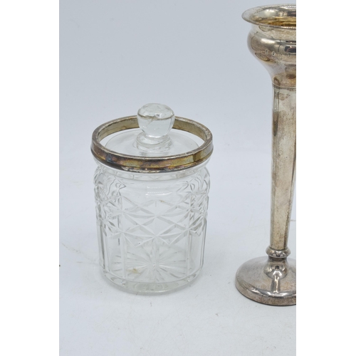 103 - A trio of silver items to include small chalice, Birmingham 1931, 28.6 grams, a loaded silver vase, ... 