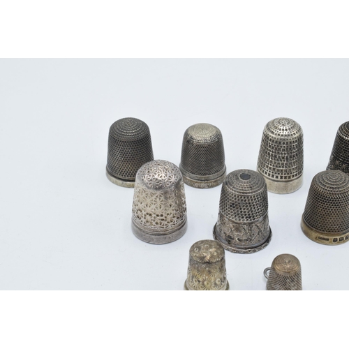 112 - A collection of silver thimbles to include examples by Charles Horner and others (9), 37.4 grams.