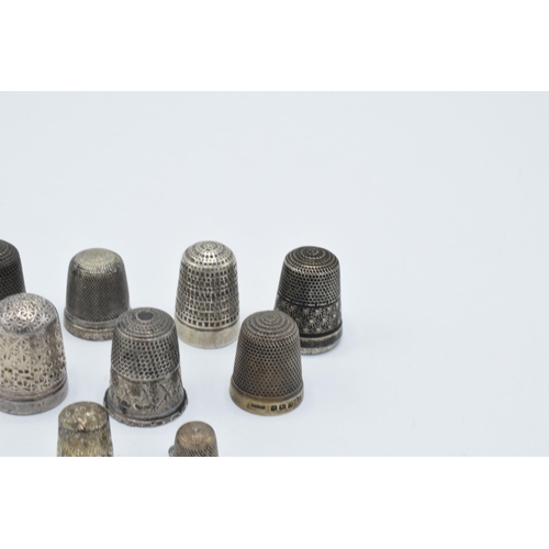 112 - A collection of silver thimbles to include examples by Charles Horner and others (9), 37.4 grams.