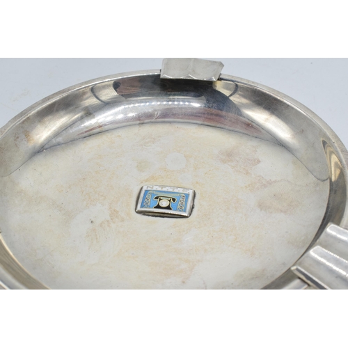 135 - Silver 830s large ashtray, 'Fra Venner I Norge' andd 'NTTF' logo to centre, 13.5cm diameter.