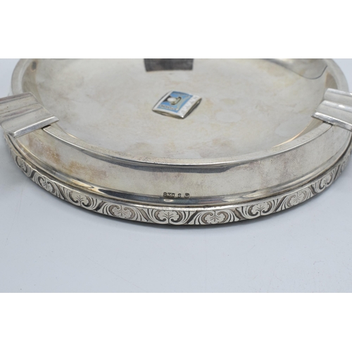 135 - Silver 830s large ashtray, 'Fra Venner I Norge' andd 'NTTF' logo to centre, 13.5cm diameter.