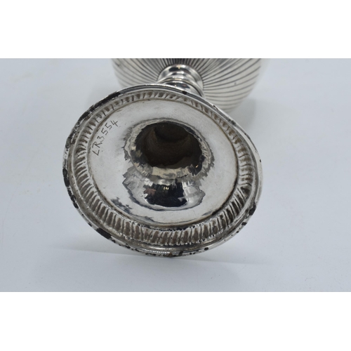 136 - Victorian silver chalice with monogram engraved, 101.2 grams, 11.5cm tall, unhallmarked.