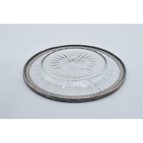 138 - French silver and glass dish, 14cm diameter.